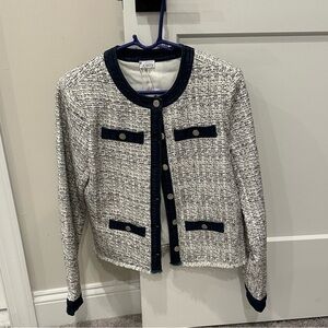 Ecru tweed jacket with denim detail. Size medium. New with tags